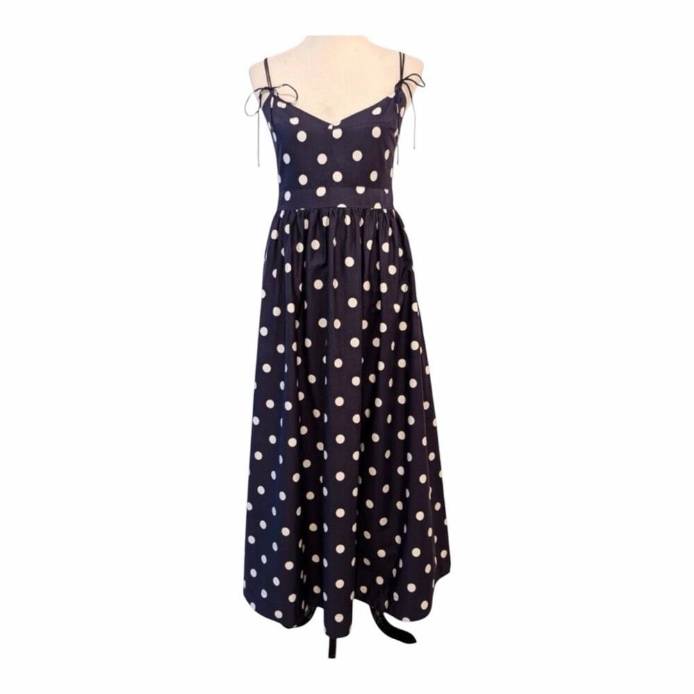 ✨EN SAISON Polka Dot Navy & White Sz Large Dress✨ - Picture 3 of 6